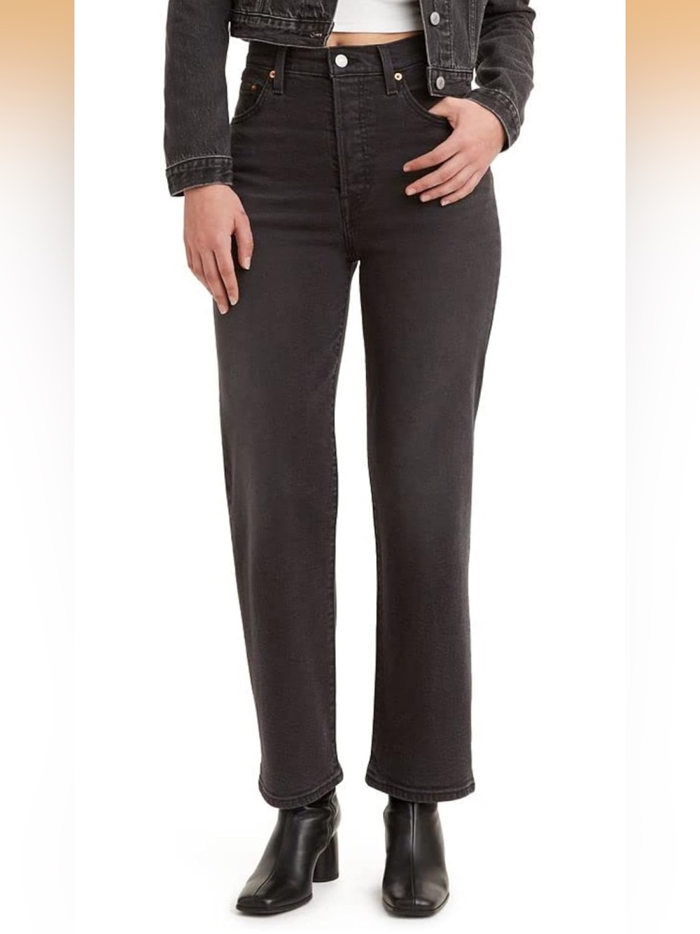 Levi's Women's Ribcage Straight Ankle Jeans - Washed Black